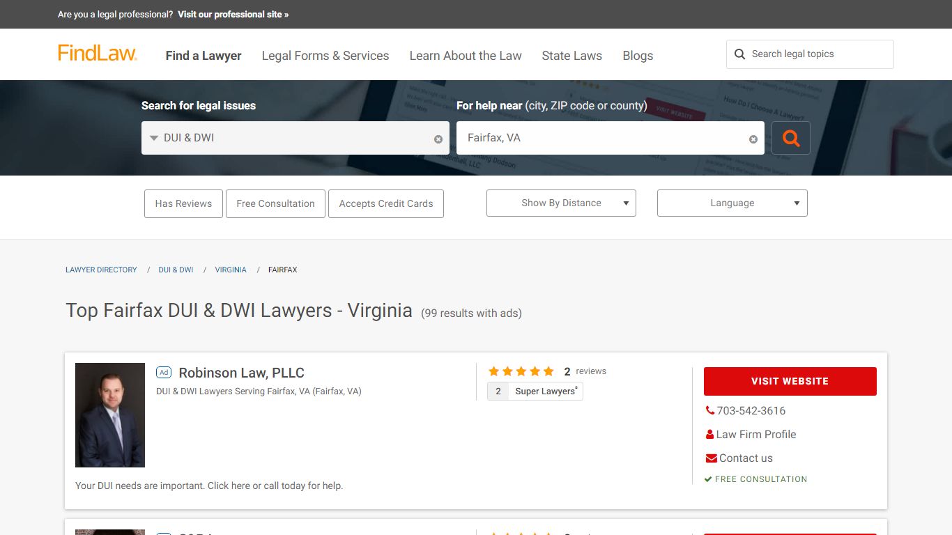 Best Fairfax, VA DUI & DWI Lawyers | FindLaw