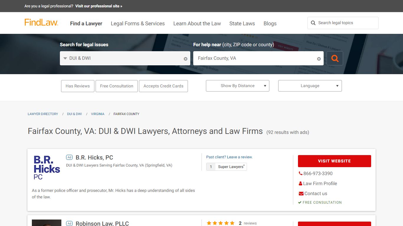 Top DUI & DWI Lawyers in Fairfax County, VA | FindLaw