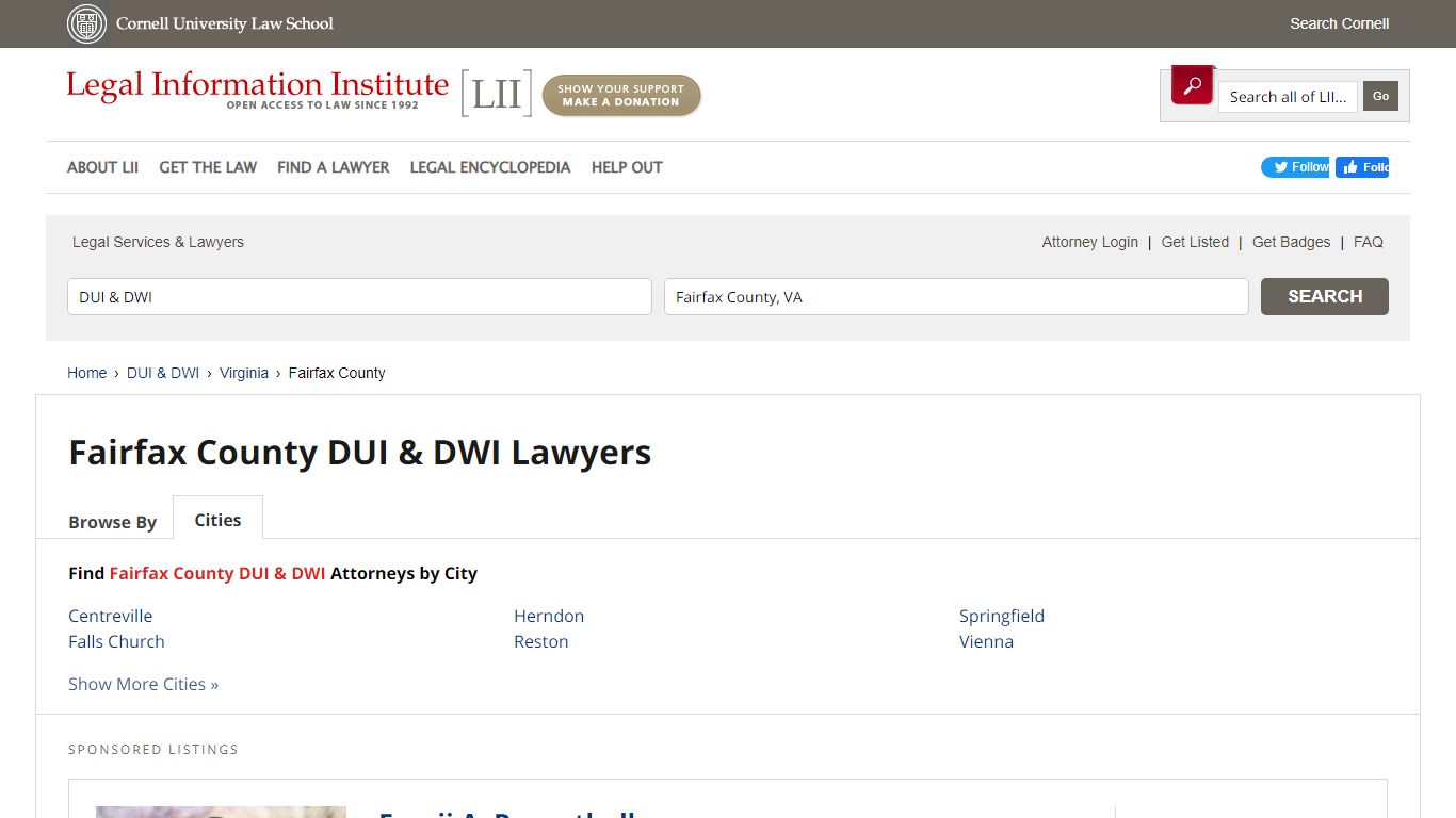 Fairfax County DUI & DWI Lawyers - Cornell University